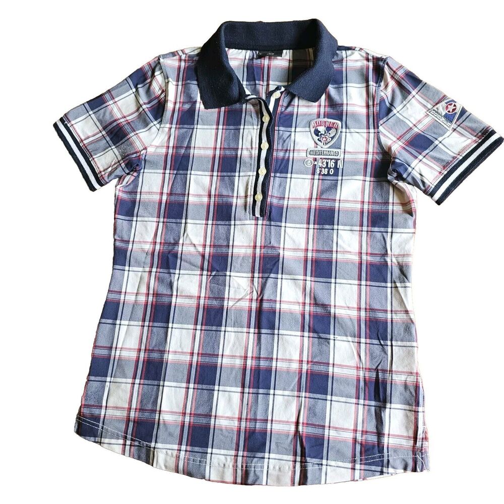 bogner mens Polo Shirt Size Small Plaid Logo Casual